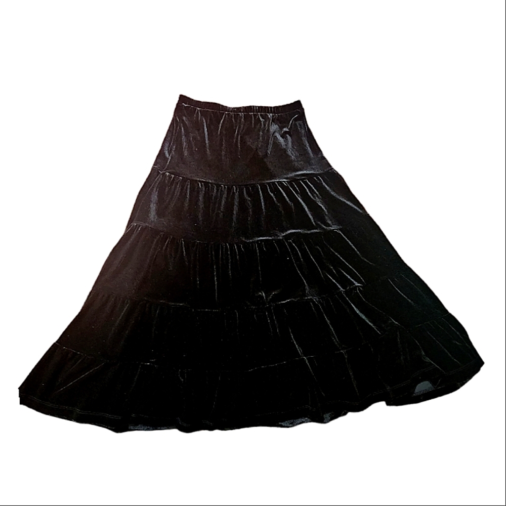 Vintage Rich Velvet Layered Full Skirt